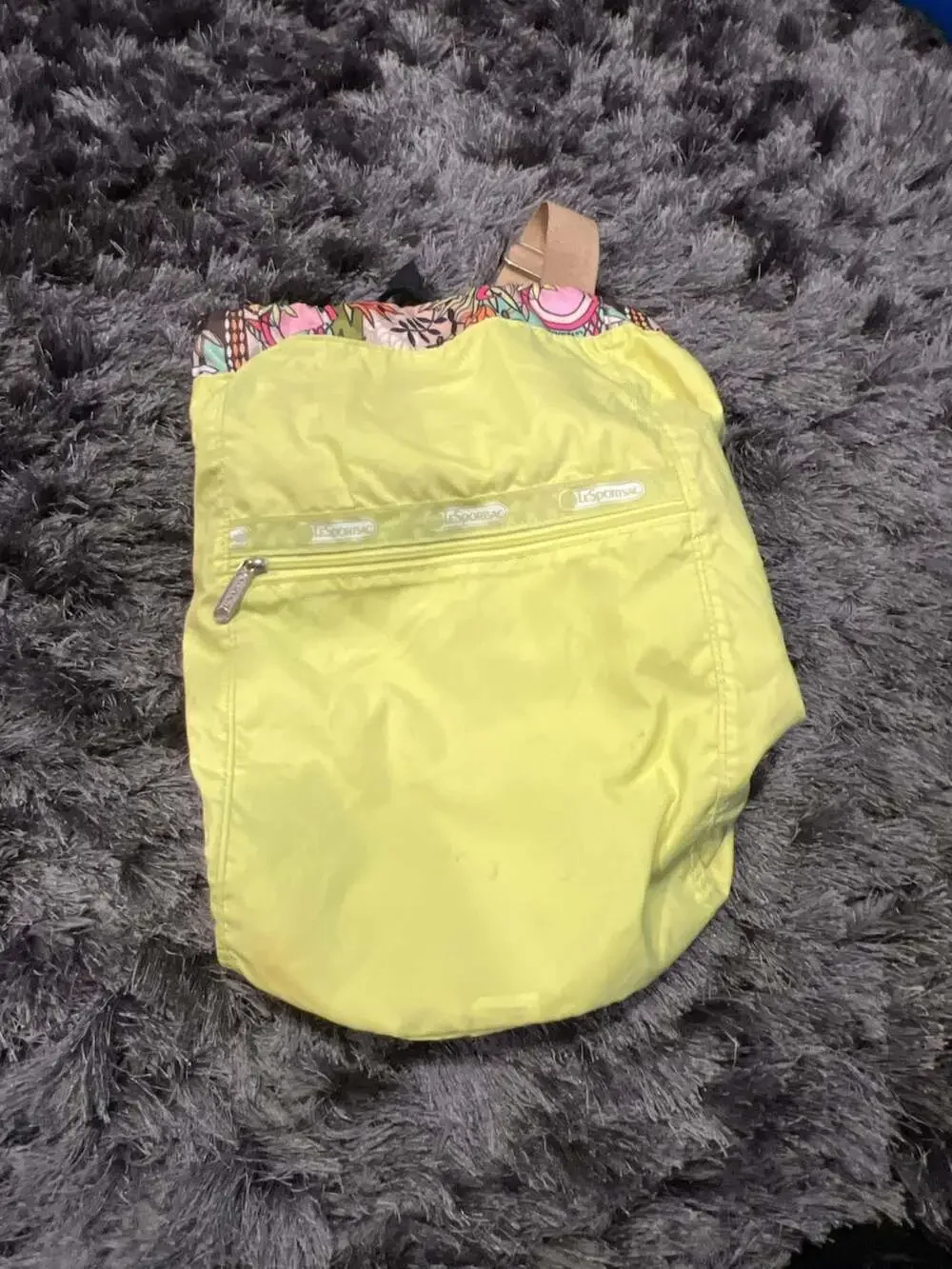 LeSportsac Tropical Flamingo Botanical Print Backpack and Pouch Set